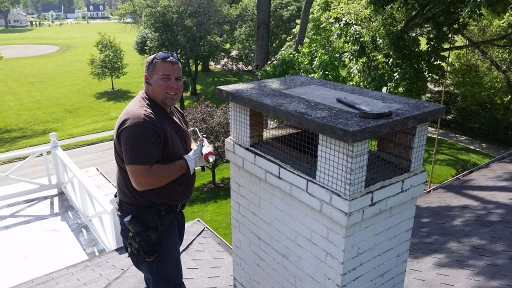 A raccoon was removed from a chimney and mesh was installed around the chimney to prevent a raccoon from entering it.