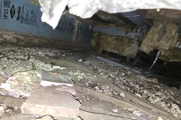 Raccoon Damages Sidney Ohio Crawlspace Blog photo: Damage to crawlspace
